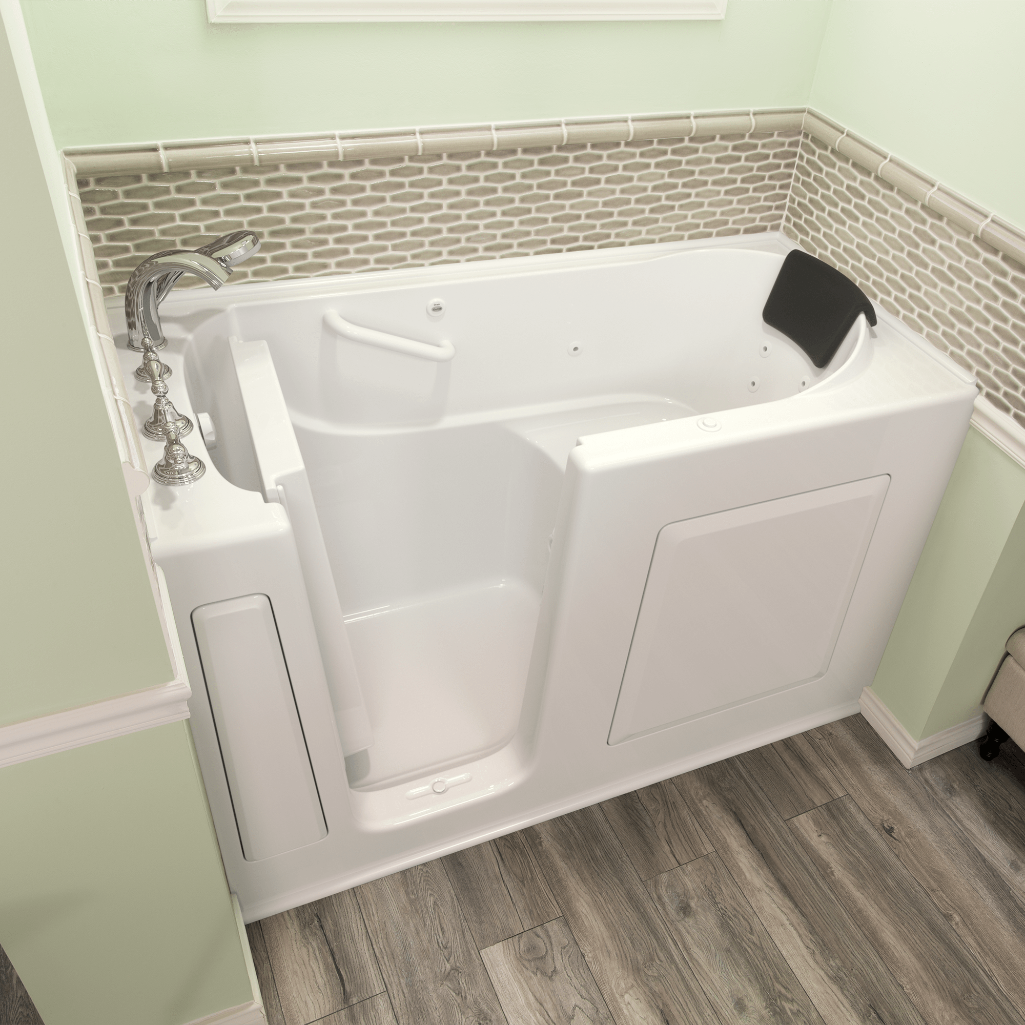 Gelcoat Premium Series 30 x 60  Inch Walk in Tub With Whirlpool System   Left Hand Drain With Faucet WIB WHITE
